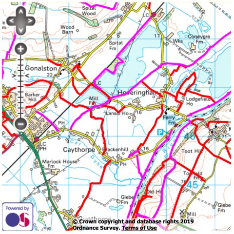 public rights of way around Caythorpe and Hoveringham