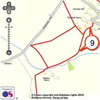 map showing route of footpath 9