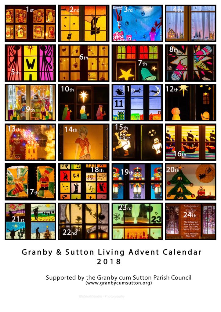 image of composite photographs from the 2018 living advent calendar windows in Granby and Sutton