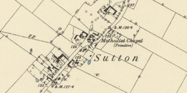 photographic extract of 1883 Ordnance Survey map of Sutton