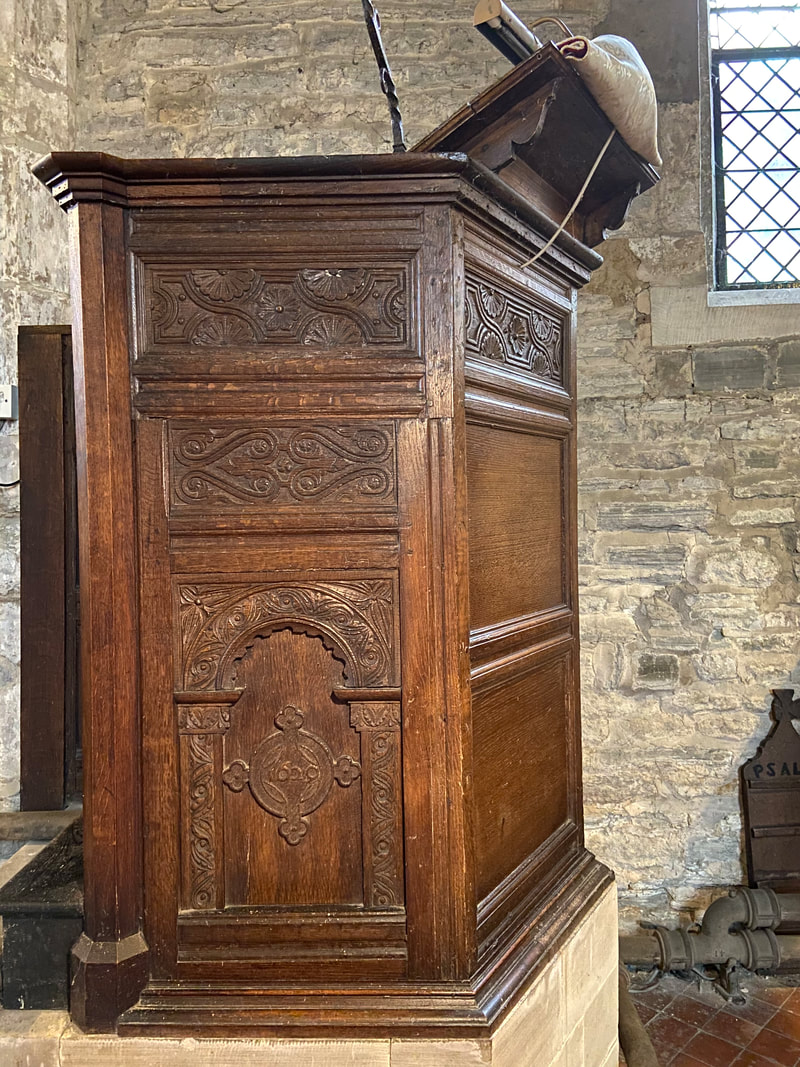 photograph of All Saints pulpit taken in 2020