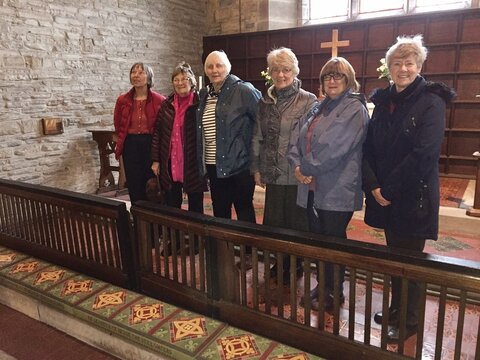 photograph of Women's Institute members who made the Granby church kneelers
